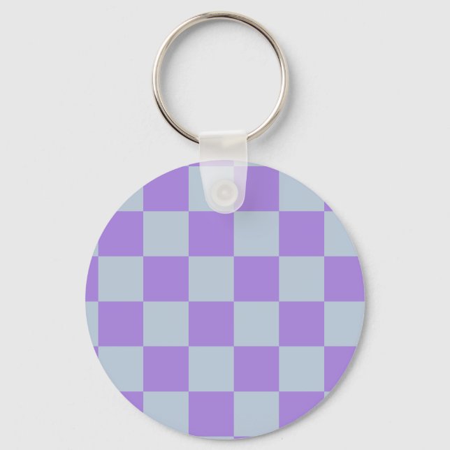 Soft Blue and Lavender Checkered Keychain (Front)