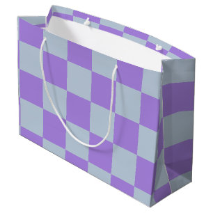 Soft Blue and Lavender Checkered Large Gift Bag