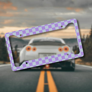 Soft Blue and Lavender Checkered License Plate Frame
