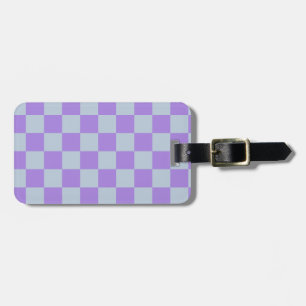 Soft Blue and Lavender Checkered Luggage Tag