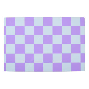 Soft Blue and Lavender Checkered Metal Print