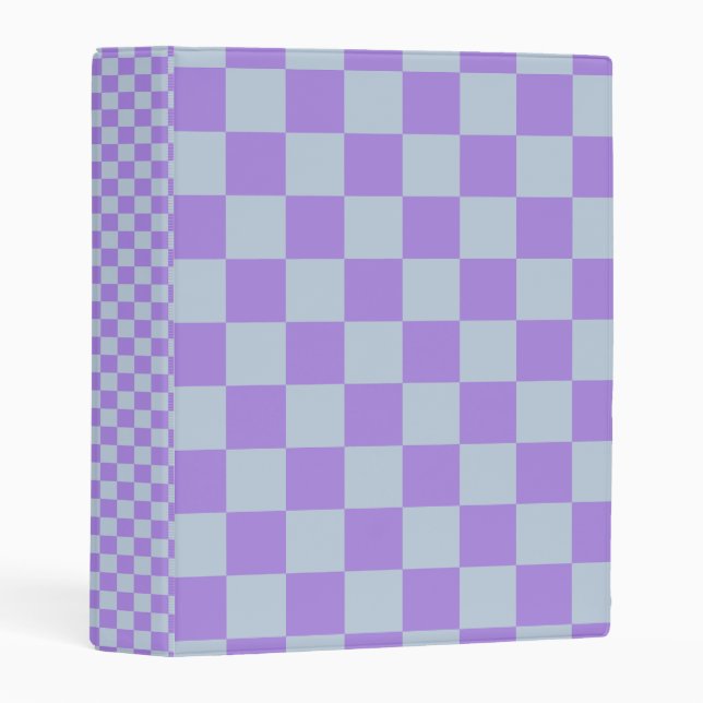 Soft Blue and Lavender Checkered Mini Binder (Front/Spine)