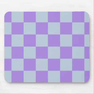 Soft Blue and Lavender Checkered Mouse Pad