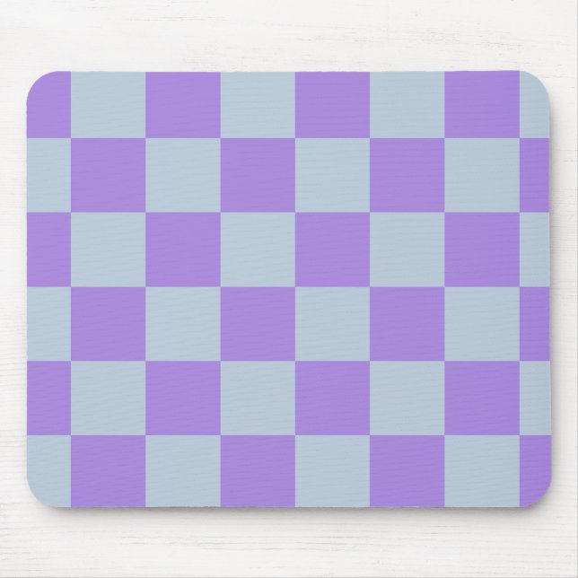 Soft Blue and Lavender Checkered Mouse Pad (Front)