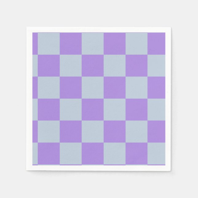 Soft Blue and Lavender Checkered Napkins (Front)