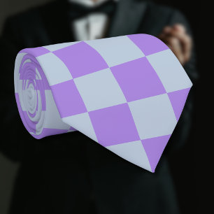 Soft Blue and Lavender Checkered Neck Tie