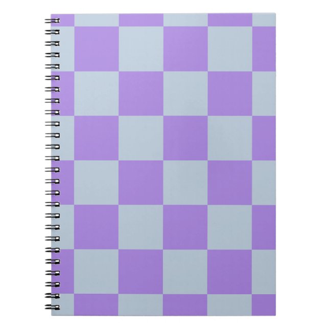 Soft Blue and Lavender Checkered Notebook (Front)