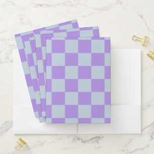 Soft Blue and Lavender Checkered Pocket Folder