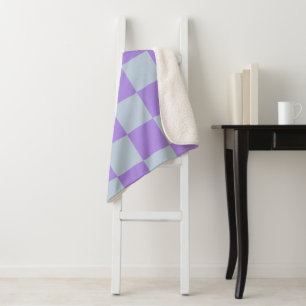 Soft Blue and Lavender Checkered Sherpa Blanket