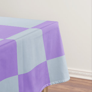 Soft Blue and Lavender Checkered Tablecloth