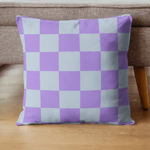 Soft Blue and Lavender Checkered Throw Pillow