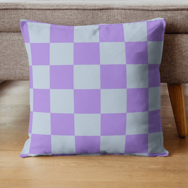 Soft Blue and Lavender Checkered Throw Pillow (Creator Uploaded)