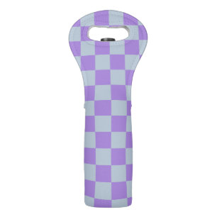 Soft Blue and Lavender Checkered Wine Bag