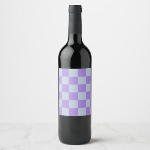 Soft Blue and Lavender Checkered Wine Label