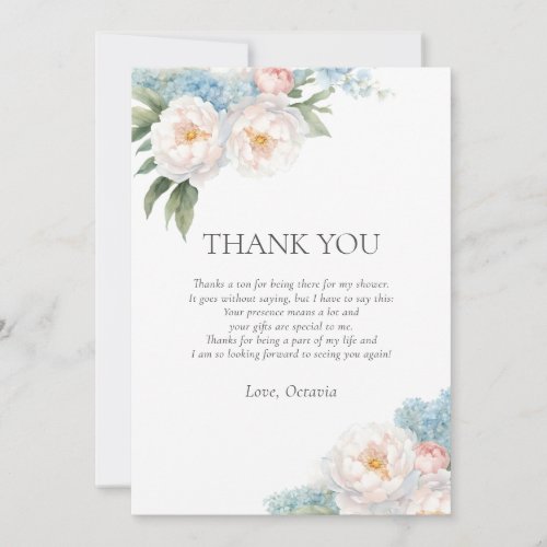 Soft Blue and Pink Flowers classic Bridal Shower Invitation