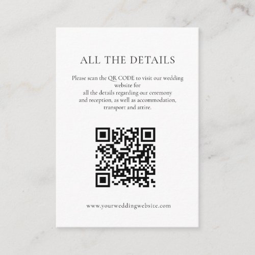 Soft Blue and Pink Flowers QR Code Wedding Details Enclosure Card