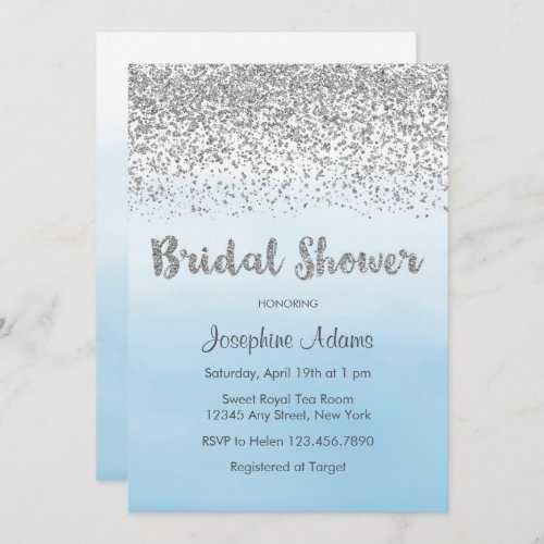 Soft Blue and Silver Bridal Shower Invitation