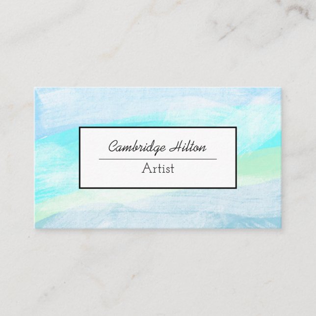 Soft Blue and Teal  Business Card (Front)