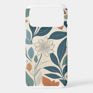 Soft Blue and Terracotta Floral Botanical Pattern iPhone 17 Pro Max Case