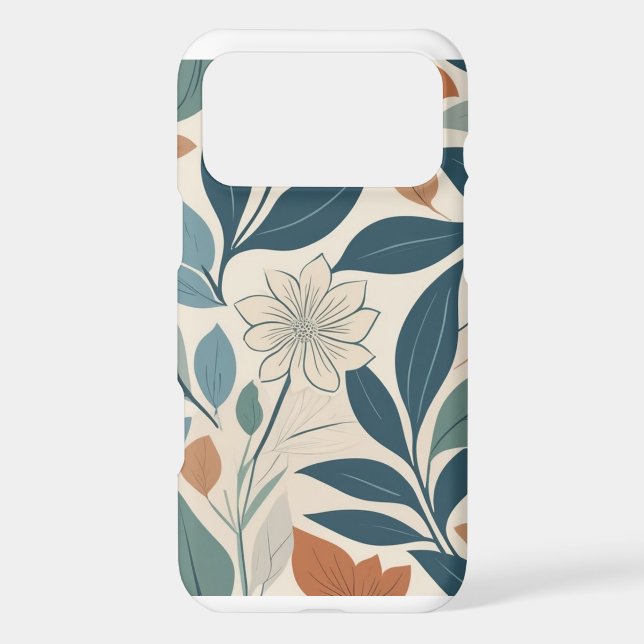 Soft Blue and Terracotta Floral Botanical Pattern  Case-Mate iPhone Case (Back)