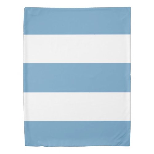 Soft Blue and White Broad Stripe Duvet Cover