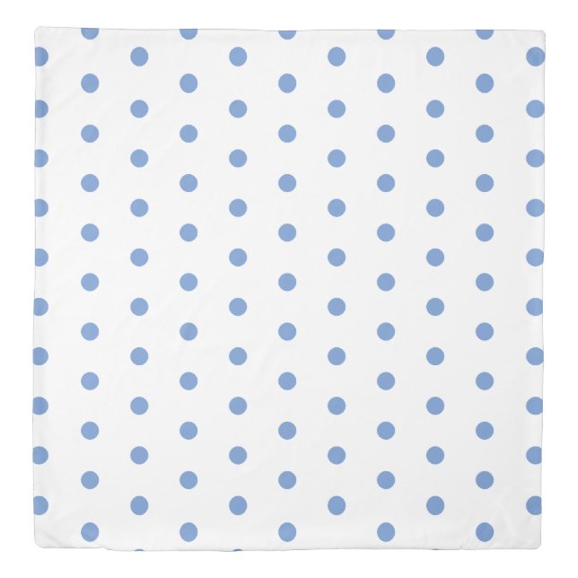 Soft Blue and White Polka Dot Reversible Duvet Cover (Front)