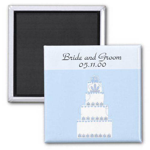 Soft Blue and White Wedding Cake Magnet