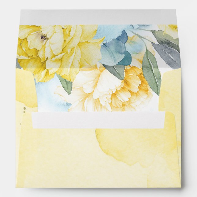 Soft Blue and Yellow Flowers Watercolor Envelope (Back (Bottom))