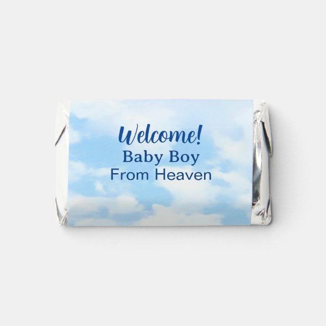 Soft Blue Baby Boy Clouds and Sky Baby Shower Hershey's Miniatures (Front)
