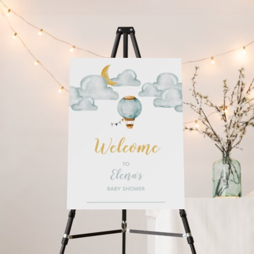 Soft Blue Baby Shower Foam Board Welcome Sign