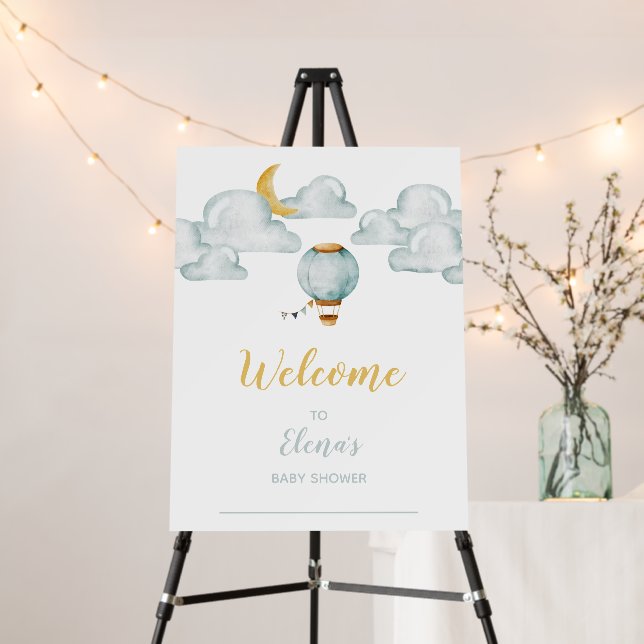 Soft Blue Baby Shower Foam Board Welcome Sign (In Situ (Stand))