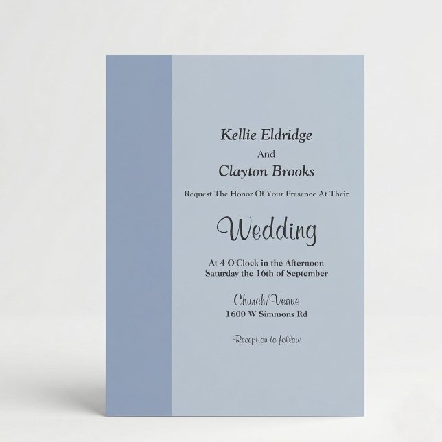 Soft Blue Bar Minimalist Modern Wedding Invitation (Creator Uploaded)