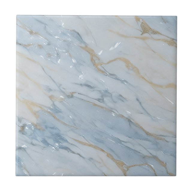 Soft Blue Beige Marble Stones Ceramic Tile (Front)