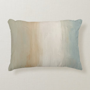 Soft Blue Beige Olive Gray Rustic Abstract Print Accent Pillow