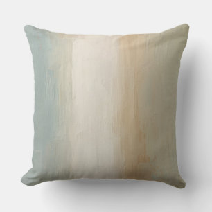 Soft Blue Beige Olive Gray Rustic Abstract Print Throw Pillow
