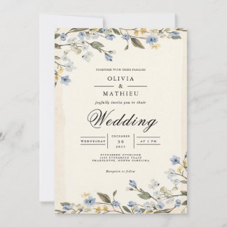 Soft Blue Blossom Arch Wedding Invitation