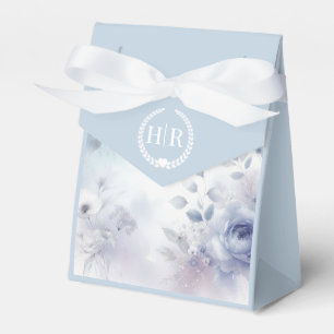 Soft Blue Blossoms and Lavender Mist Wedding Favor Boxes