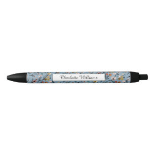 Soft Blue Boho Watercolor Botanical Custom Pen