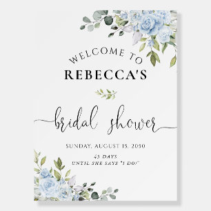 Soft Blue Botanical Bridal Shower Foam Boards
