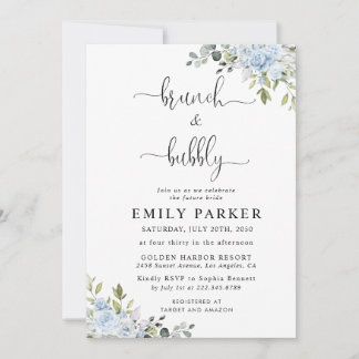 Soft Blue Botanical Bridal Shower Invitation