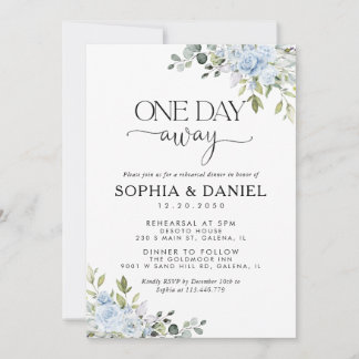 Soft Blue Botanical One Day Away Invitation