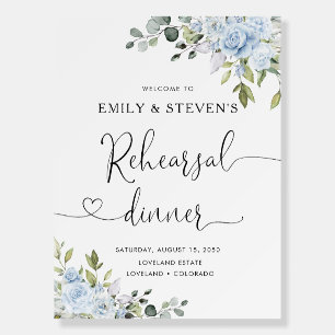 Soft Blue Botanical Rehearsal Dinner Foam Boards