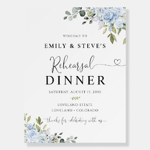 Soft Blue Botanical Rehearsal Dinner Foam Boards