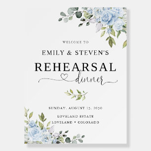 Soft Blue Botanical Rehearsal Dinner Foam Boards