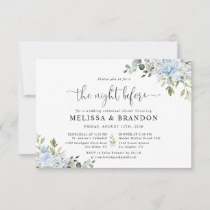 Soft Blue Botanical Rehearsal Dinner Invitation