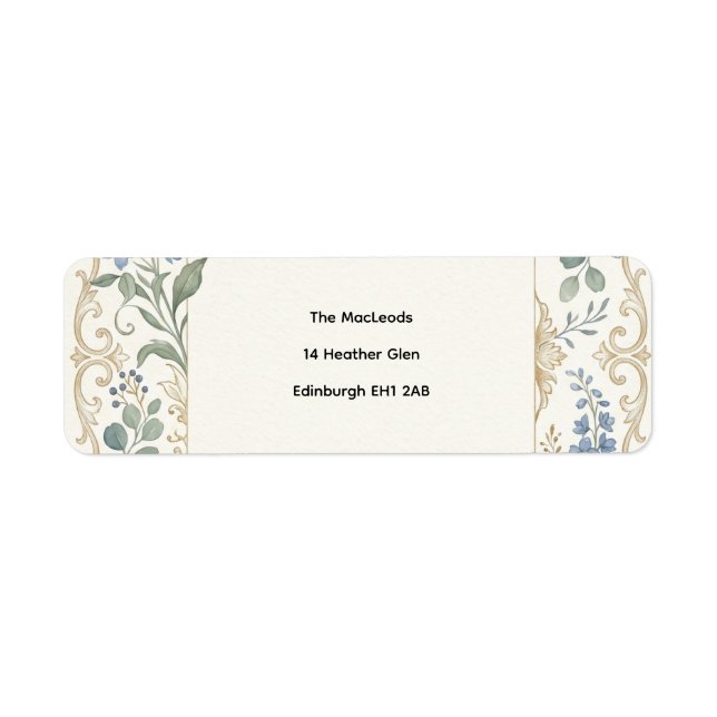 Soft Blue Botanical Return Address Label (Front)