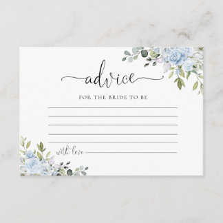 Soft Blue Botanical Wedding Advice Enclosure Car Card