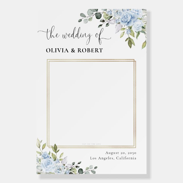 Soft Blue Botanical Wedding Photo Prop Foam  Board (Front)