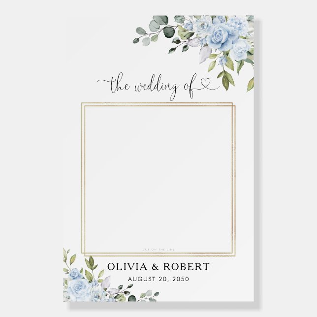 Soft Blue Botanical Wedding Photo Prop Foam Board (Front)