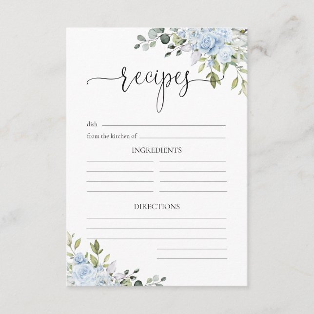 Soft Blue Botanical Wedding Reception Enclosure Card (Front)